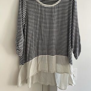 B+W Striped Shirt with Sheer Underlay